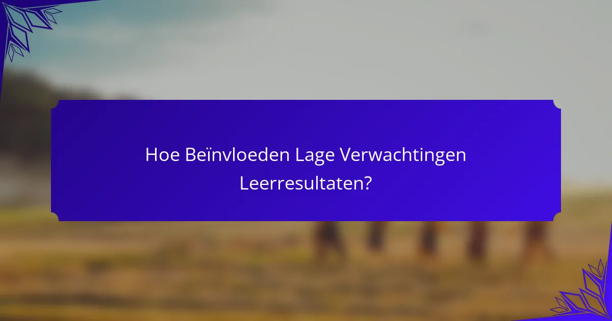Hoe Beïnvloeden Lage Verwachtingen Leerresultaten?