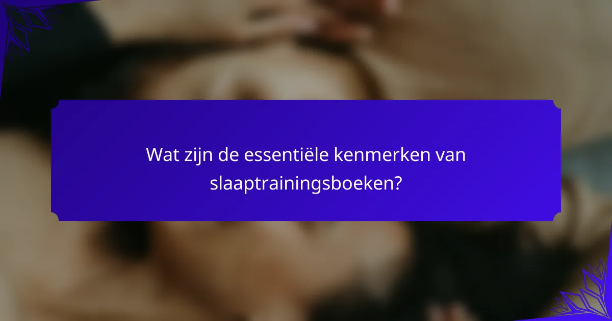 Wat zijn de essentiële kenmerken van slaaptrainingsboeken?