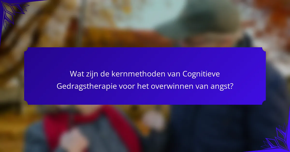 Wat zijn de kernmethoden van Cognitieve Gedragstherapie voor het overwinnen van angst?