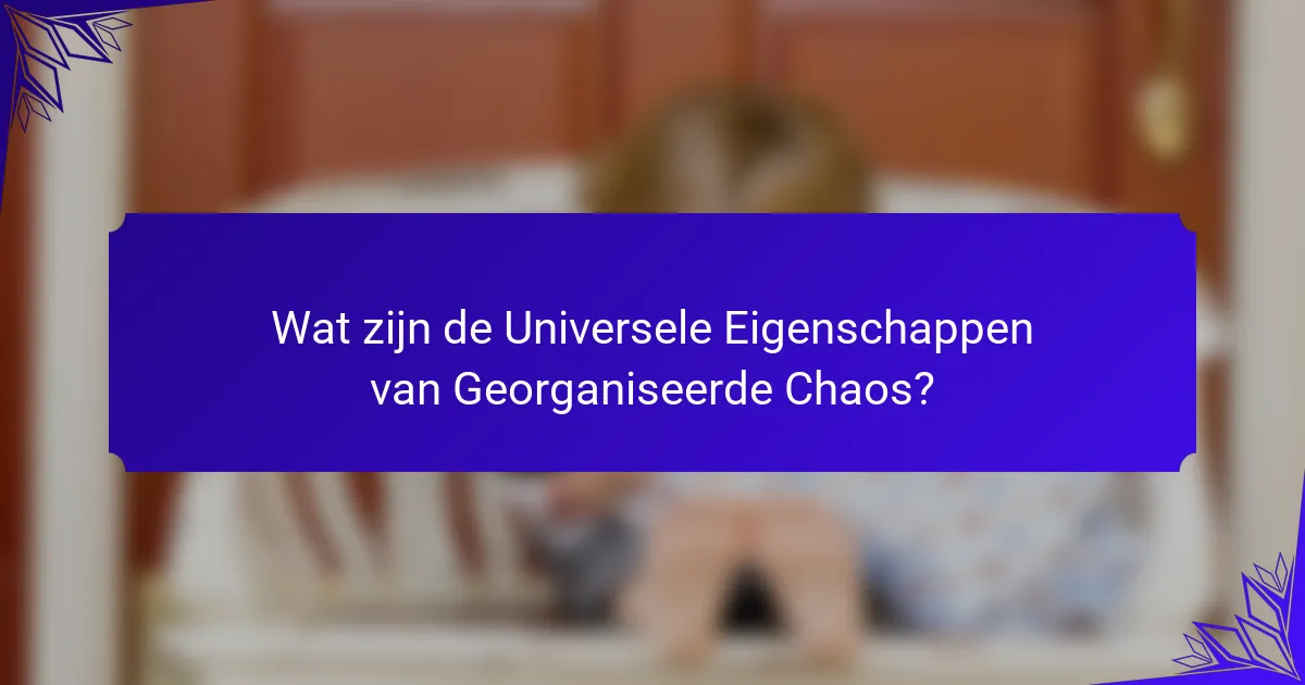 Wat zijn de Universele Eigenschappen van Georganiseerde Chaos?