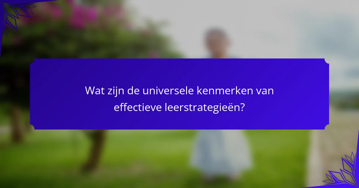 Wat zijn de universele kenmerken van effectieve leerstrategieën?