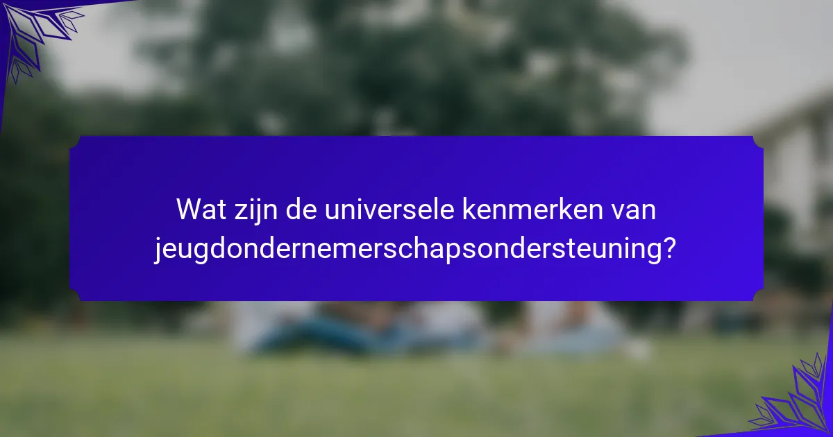 Wat zijn de universele kenmerken van jeugdondernemerschapsondersteuning?