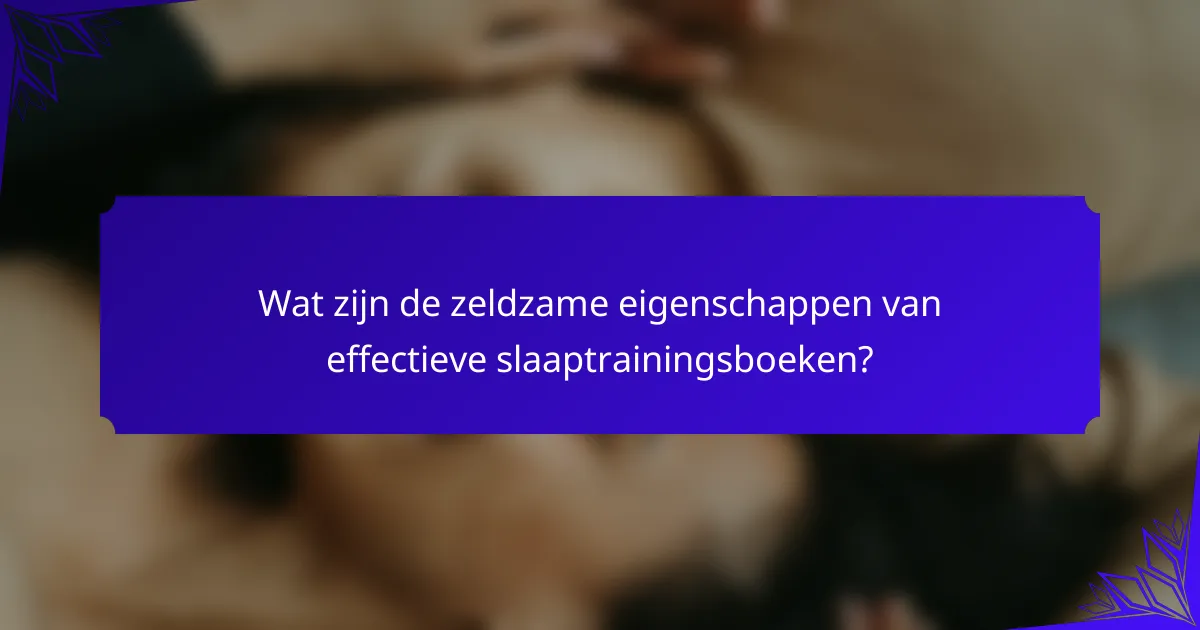Wat zijn de zeldzame eigenschappen van effectieve slaaptrainingsboeken?