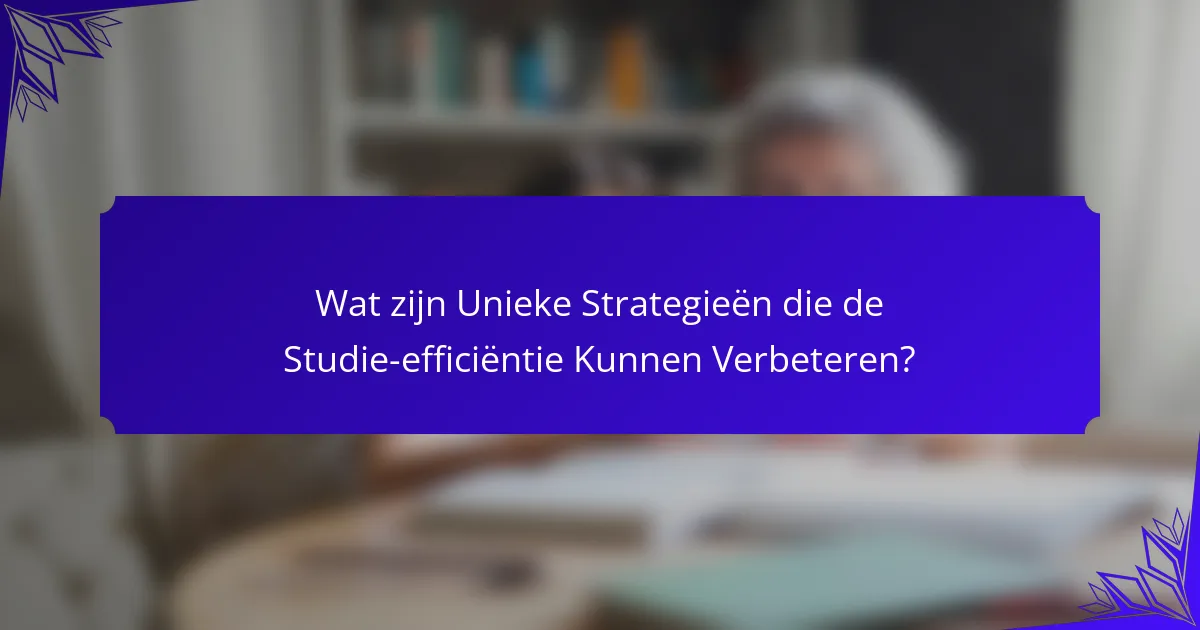 Wat zijn Unieke Strategieën die de Studie-efficiëntie Kunnen Verbeteren?