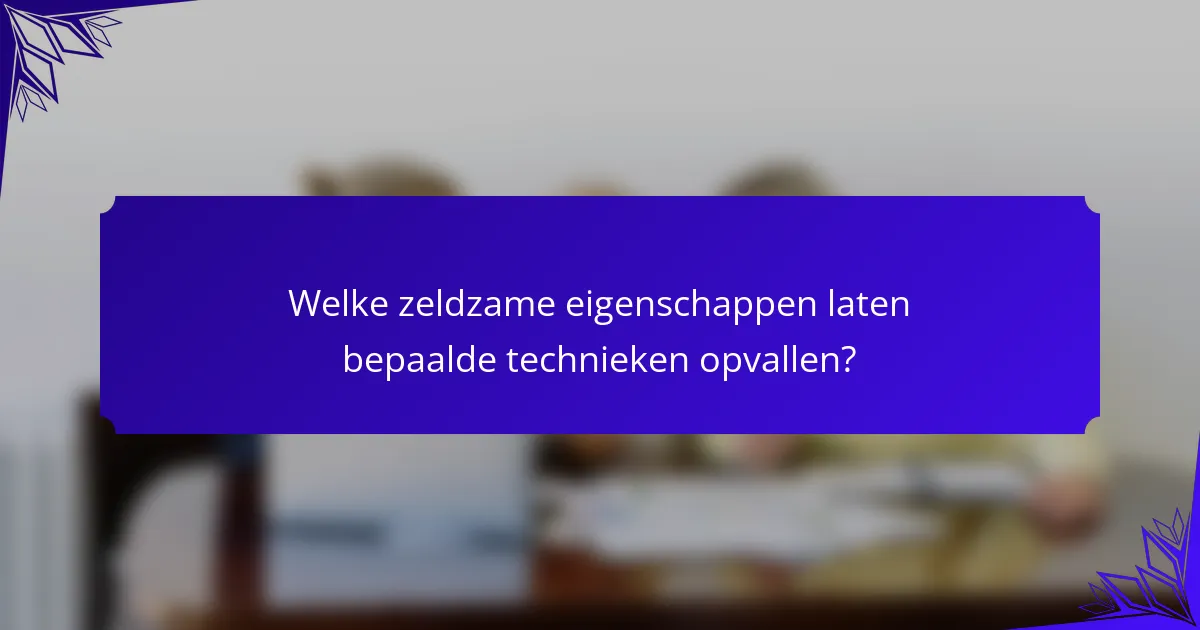 Welke zeldzame eigenschappen laten bepaalde technieken opvallen?