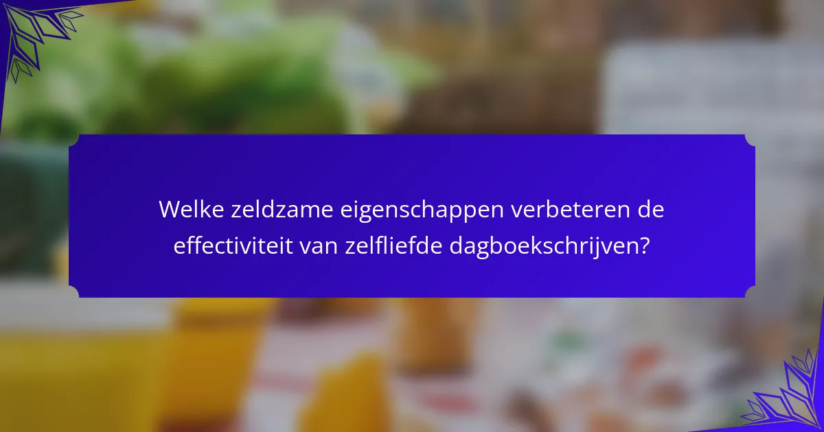 Welke zeldzame eigenschappen verbeteren de effectiviteit van zelfliefde dagboekschrijven?