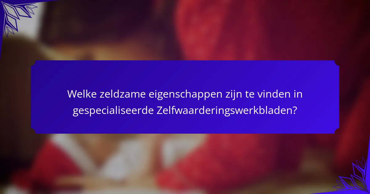 Welke zeldzame eigenschappen zijn te vinden in gespecialiseerde Zelfwaarderingswerkbladen?