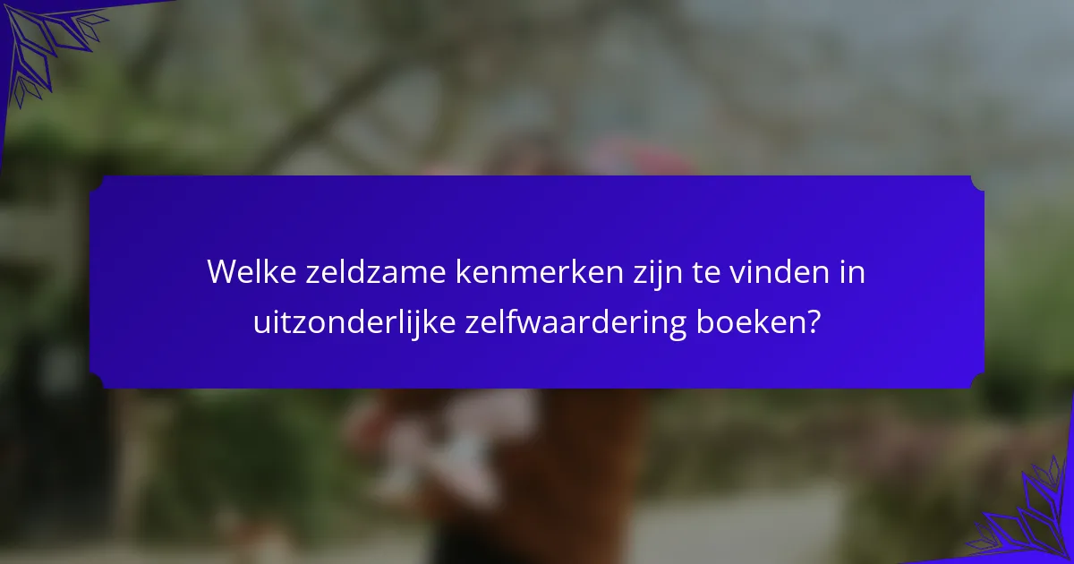 Welke zeldzame kenmerken zijn te vinden in uitzonderlijke zelfwaardering boeken?