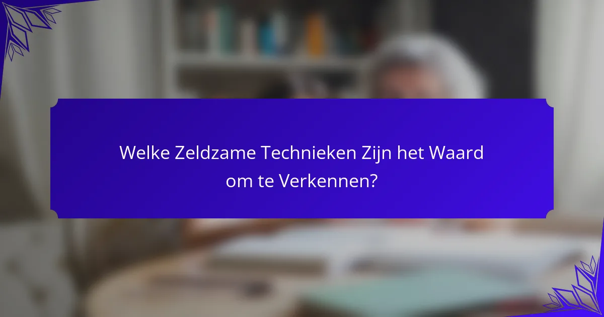 Welke Zeldzame Technieken Zijn het Waard om te Verkennen?